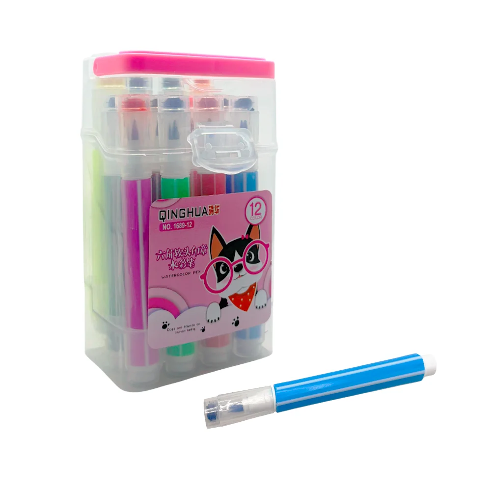 Estuche transparente con 12 marcadores d...