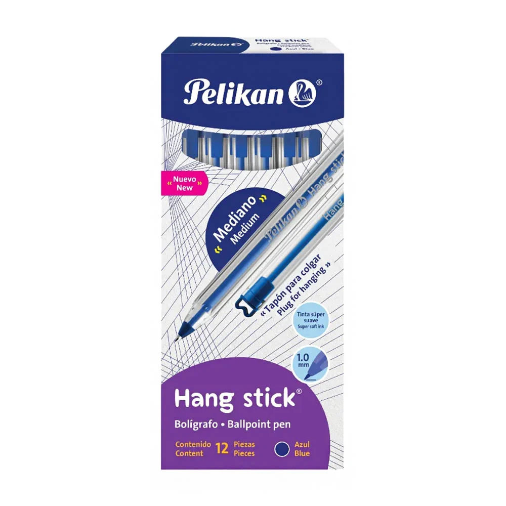 Paquete con 12 plumas hang stick pelikan, color azul / 962705