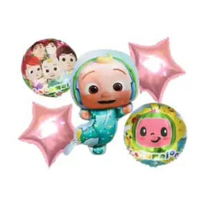 Set 5 pzs de globos metálicos con diseño de cocomelon y estrellas / 2…