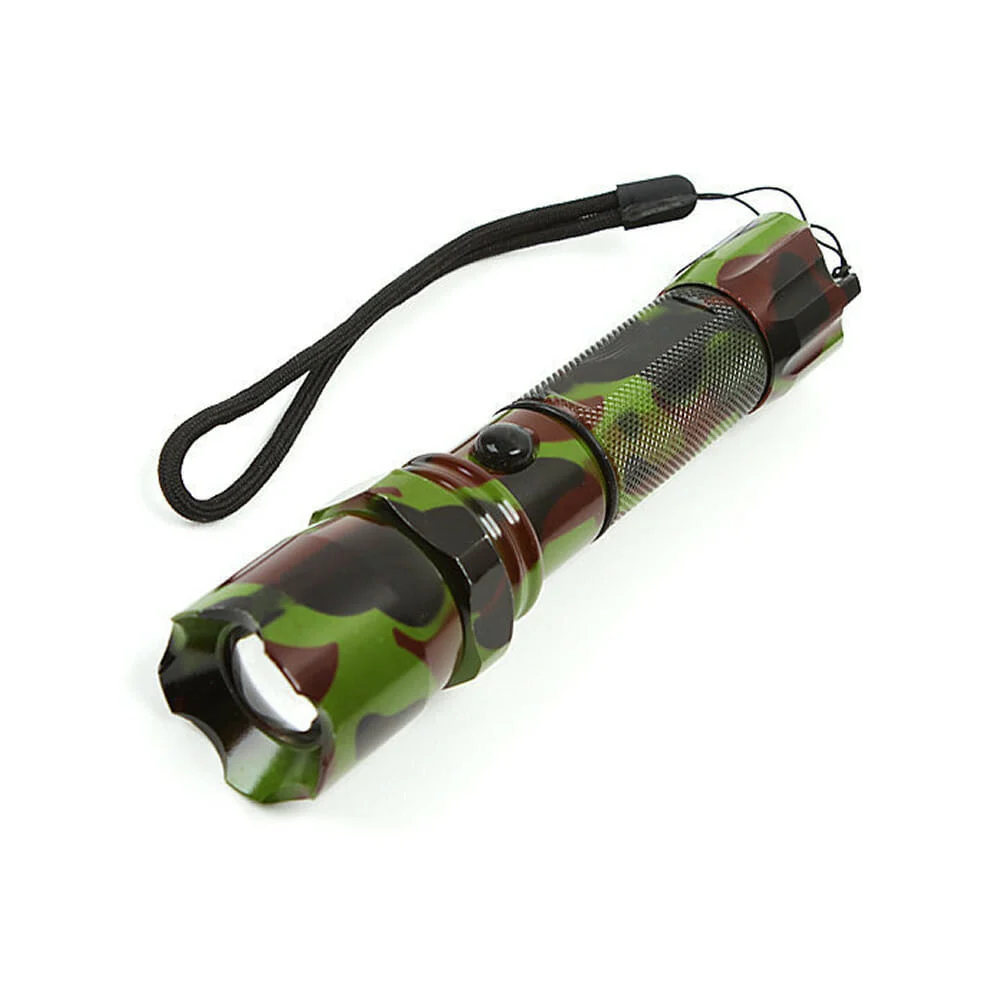 1pza Lámpara táctica recargable, con diseño estampado tipo militar, correa de tela y funda, variedad de modelos / 1101a / zy-1101a / zy-1101