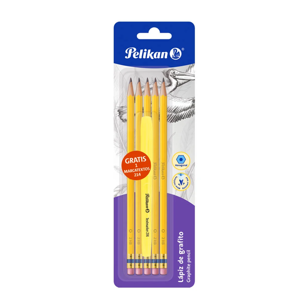 Blíster pelikan con 4 lápices 2hb + ma...