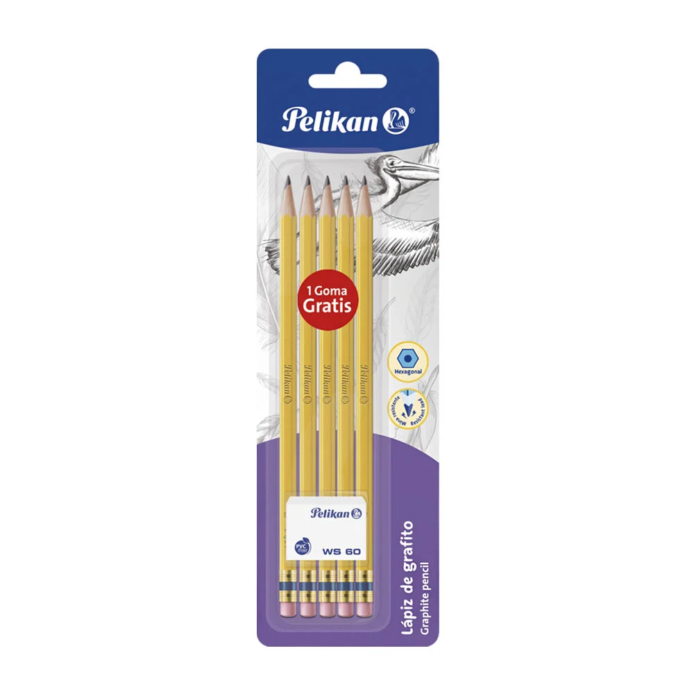 Paquete con 5 lápices 2hb pelikan + bor...