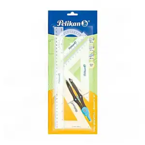 Juego de geometría pelikan 1 regla, 2 escuadras, 1 transportador + co…
