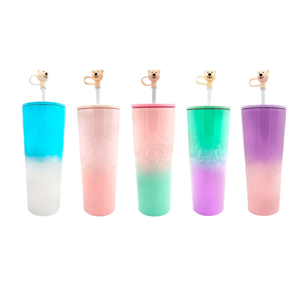 Vaso termo bicolor de acero inoxidable, 24oz - 710ml, con relieve y tapa
