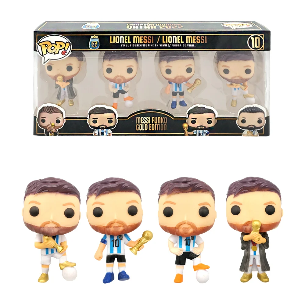 Paquete con 4 pop figuras pequeñas de Lionel Messi gold edition / 240180