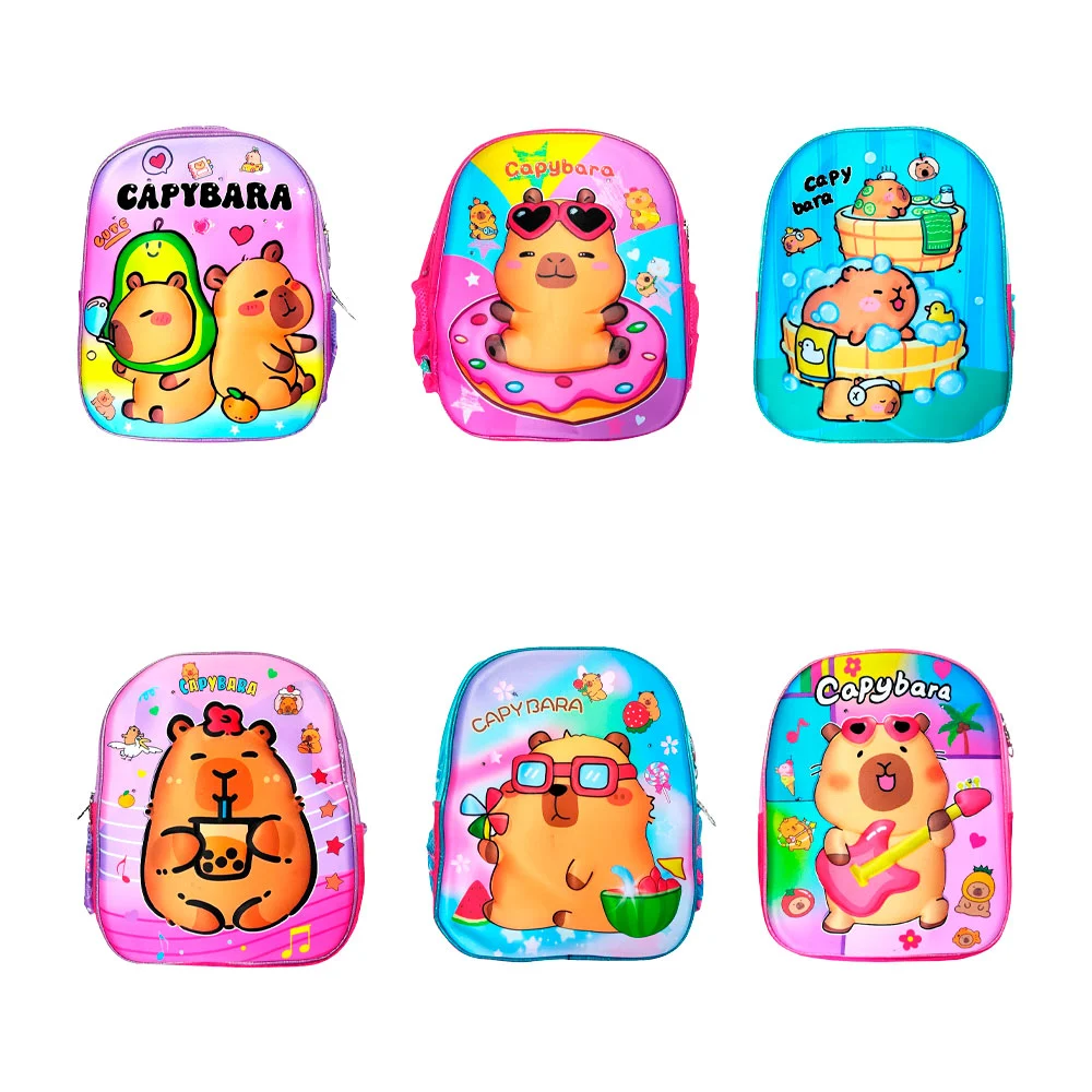 1pza Mochila pequeña infantil de 2 compartimientos, con relieve 3d estampado de capibara y luces, variedad de diseños / capybara / 251217 / 251218