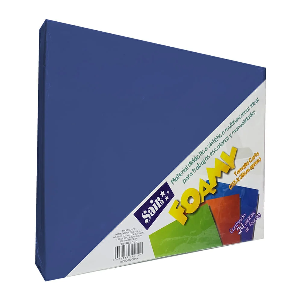 Paquete 24 pzas de foamy tamaño carta en color azul rey, 21.5x28cm / 22263