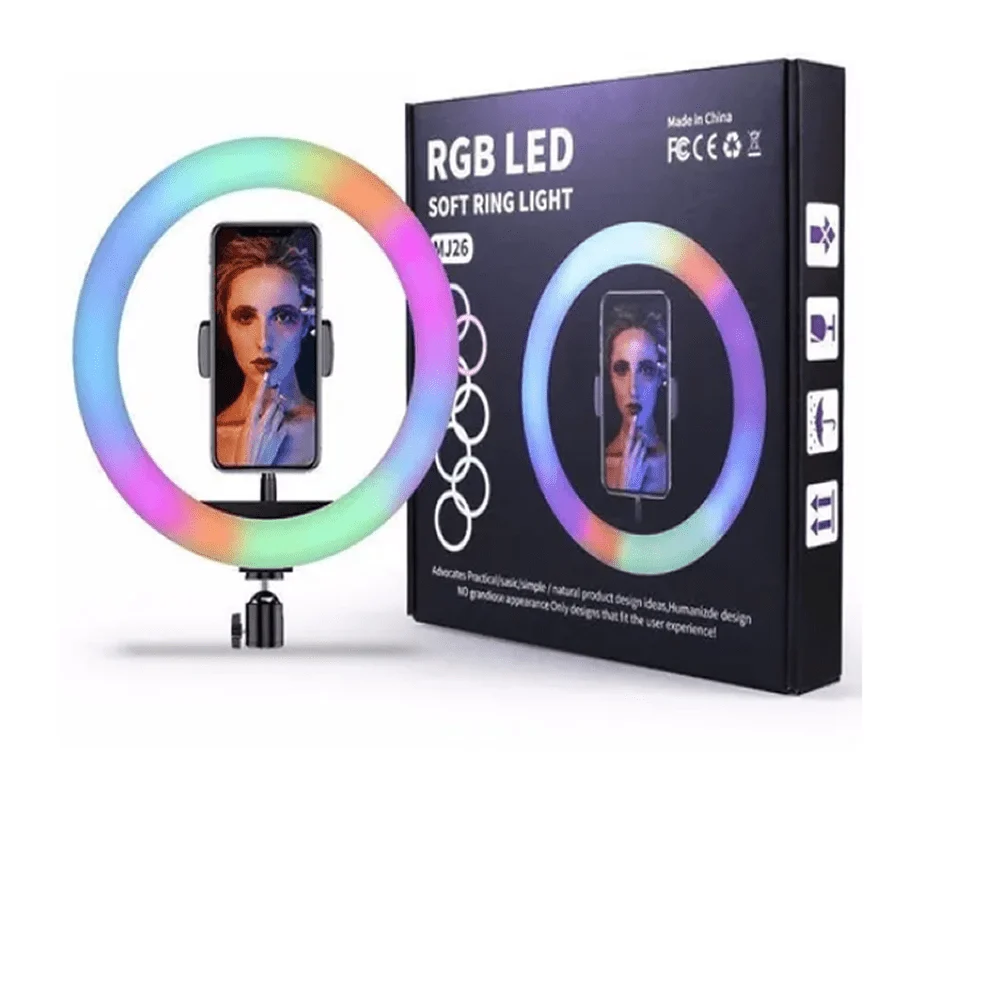 Aro de luz rgb 26cm con soporte para celular / st-10-5v / cmg-10 / bgd-1512 / 90259