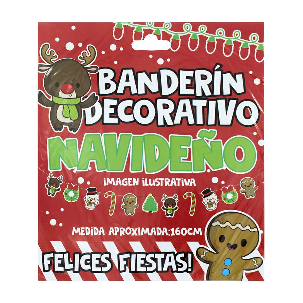 Banderín decorativo navideño, 160cm, variedad de diseños / 302-015