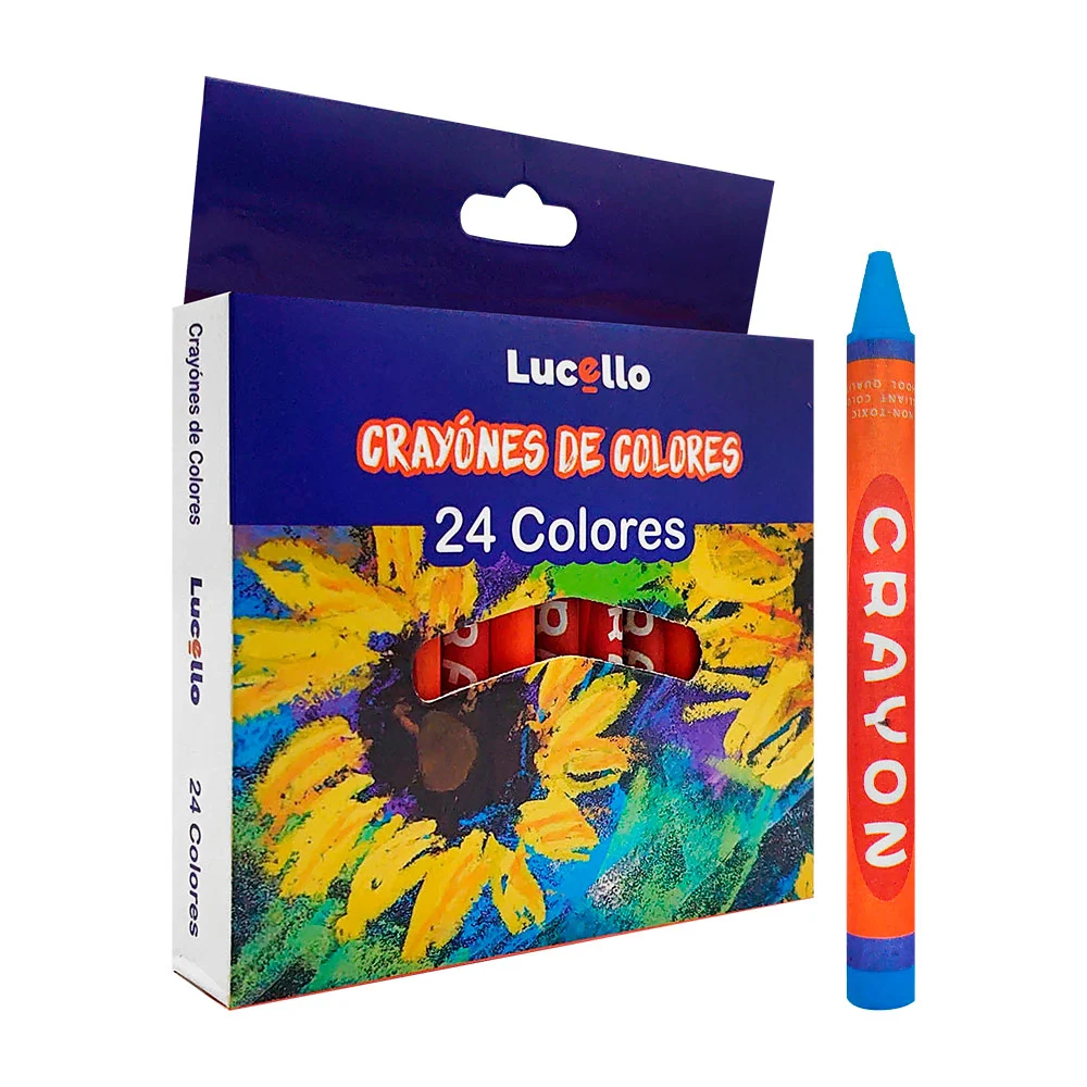 Caja lucello con 24 crayones cortos de 9...