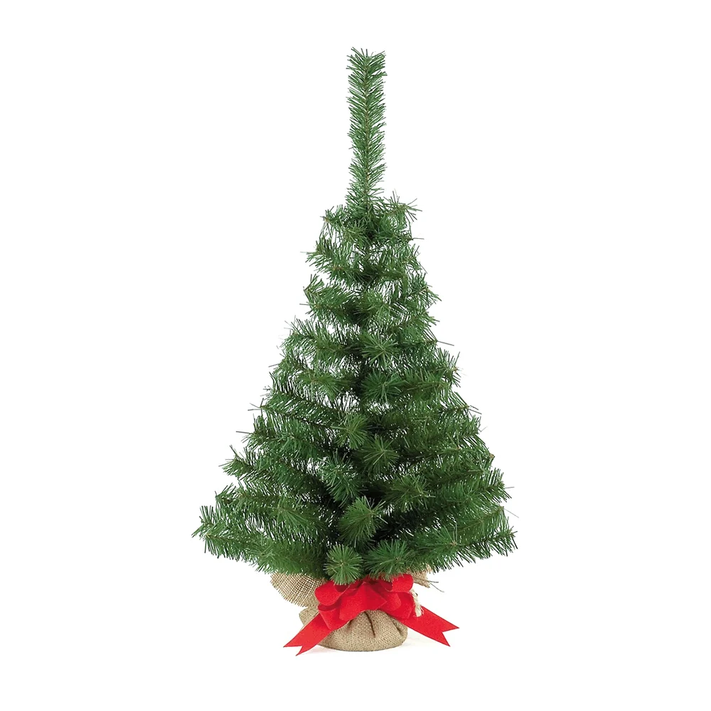 Árbol / pino de navidad monarca color verde con yute y moño para escritorio 60cm / 33737
