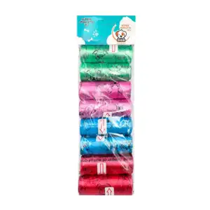 Paquete con 8 rollos de bolsas para heces, estampado de perritos, var…