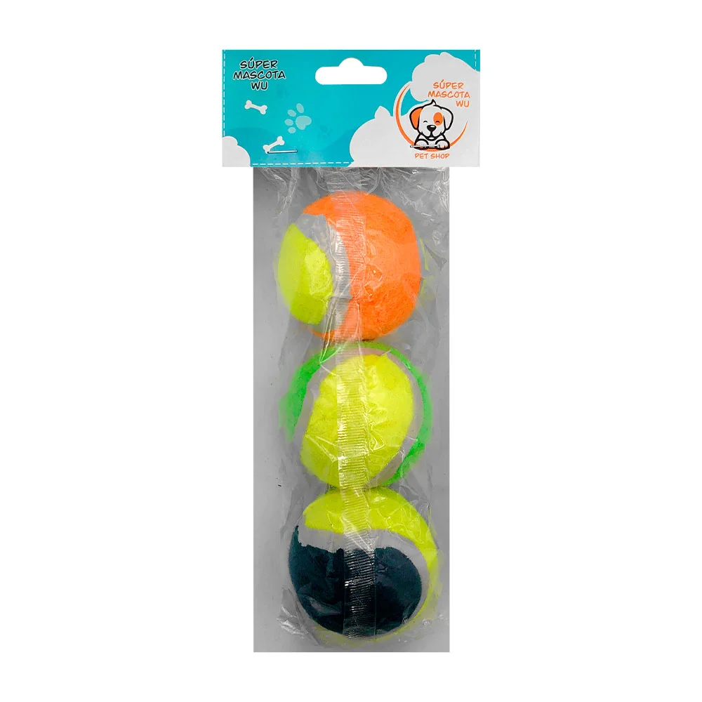 Paquete con 3 pelotas de tenis, 6.3cm, v...