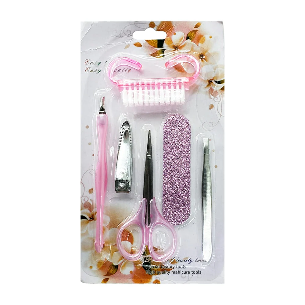 Juego con cortauñas metálico y 5 accesorios para practicar manicura, variedad de colores / 358 / y-222