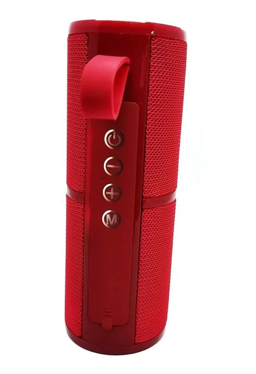 1pza Bocina 1hora, cilíndrica, recargable, con botones de reproducción laterales, detalles con reflejos y asa agarradera, variedad de colores / 773286