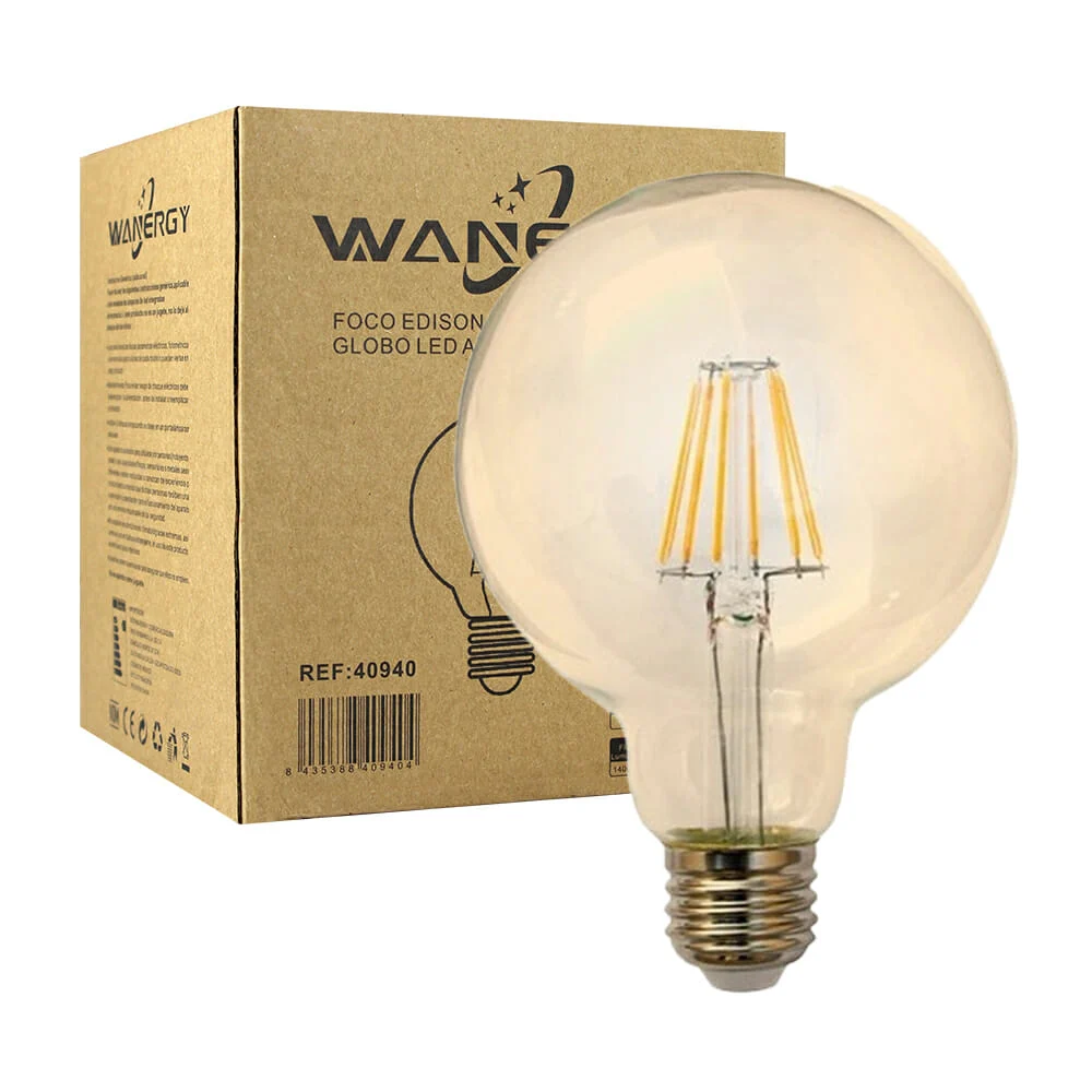 Foco edición vintage, globo led en tono ámbar 12.5x17.5cm g125 / wanergy 409404