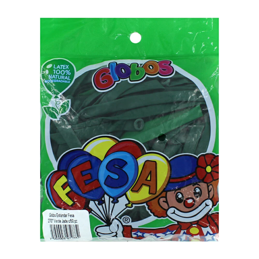 Paquete con 50 globos fesa tipo salchicha alargada no.270, variedad de colores / globo estándar fesa 270"