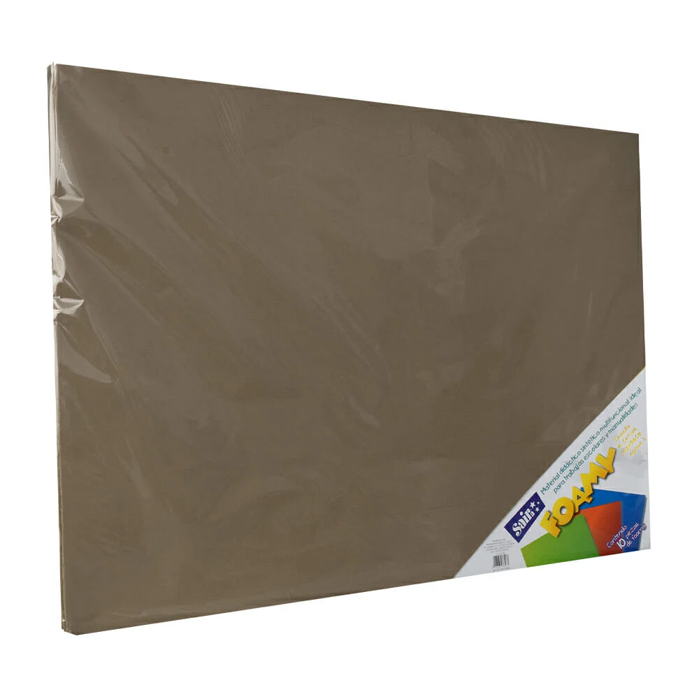 Paquete con 10 hojas de foamy liso tamaño 4 cartas o 43x56cm color chocolate / 033145