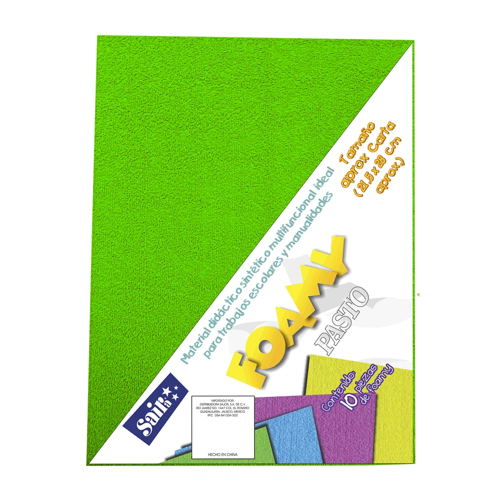 Paquete con 10 hojas de foamy plush pasto tamaño carta color verde bandera / 100135
