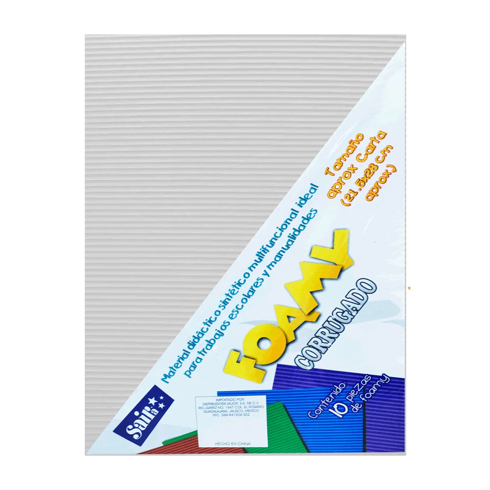 Paquete con 10 hojas de foamy corrugado tamaño carta color blanco / 131290