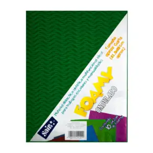 Paquete con 10 hojas de foamy ondulado tamaño carta color verde bande…