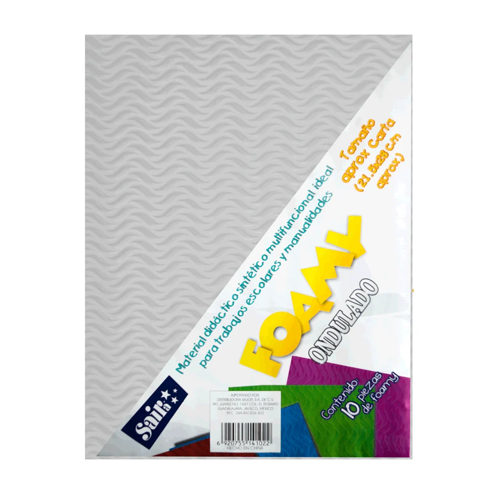 Paquete con 10 hojas de foamy ondulado tamaño carta color blanco / 141299