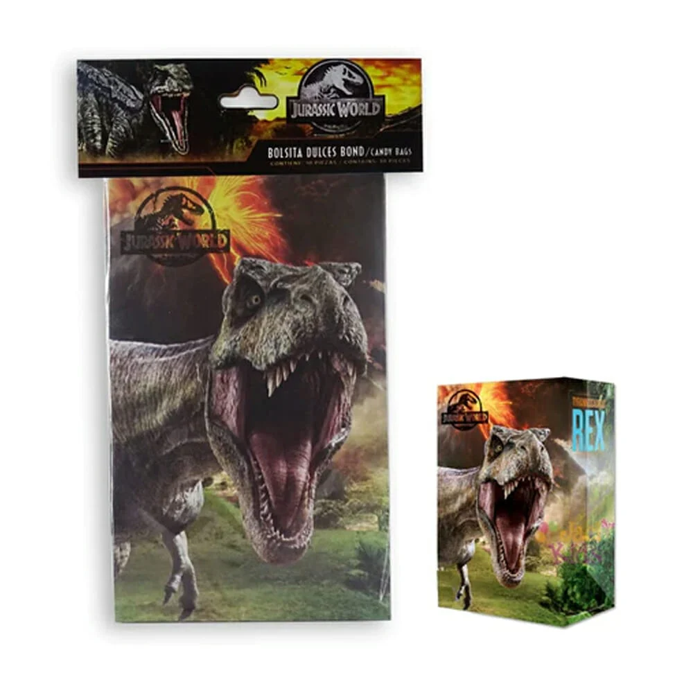 Paquete con 10 bolsas dulceras granmark de cartón con diseño de jurassic world / 498