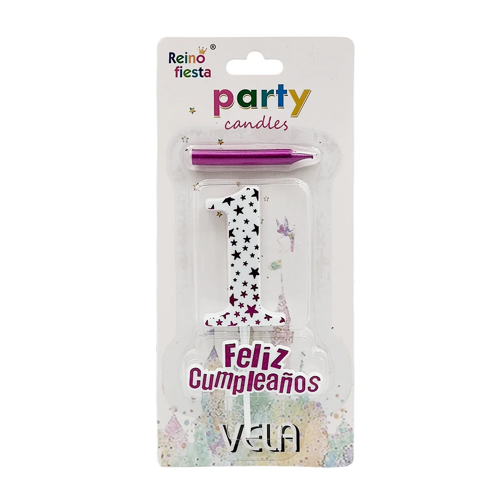 1pz portavela de feliz cumpleaños en forma de número + mini vela, surtido