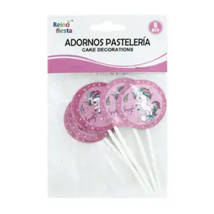 Paquete de 6 mini letreros redondos reino fiesta con diseño de unicor…