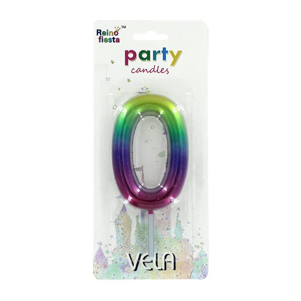 Vela multicolor de cera reino fiesta con forma de número 13cm, variedad de números / 51025
