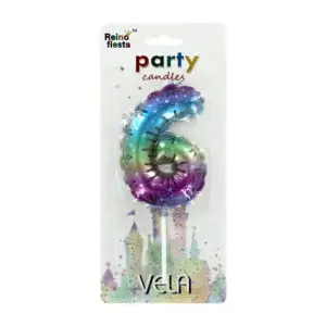 1pza Vela grande multicolor reino fiesta en forma de número con conto…