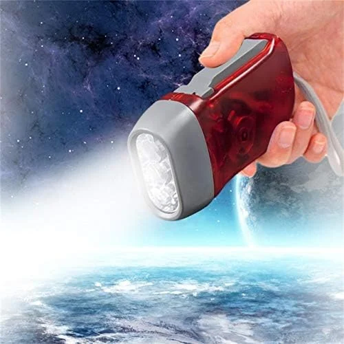 Linterna de 3 LED dinamo con manivela de presi&oacute;n de mano, luz de cuerda, manivela, luz de viaje, l&aacute;mpara de campamento