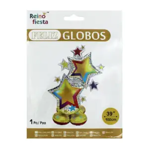 Globo metálico decorativo reino fiesta con forma de estrellas y base …