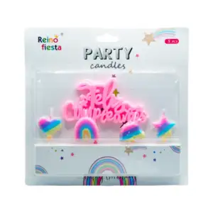 Paquete con 5 velas de feliz cumpleaños con figuras multicolores / 52…
