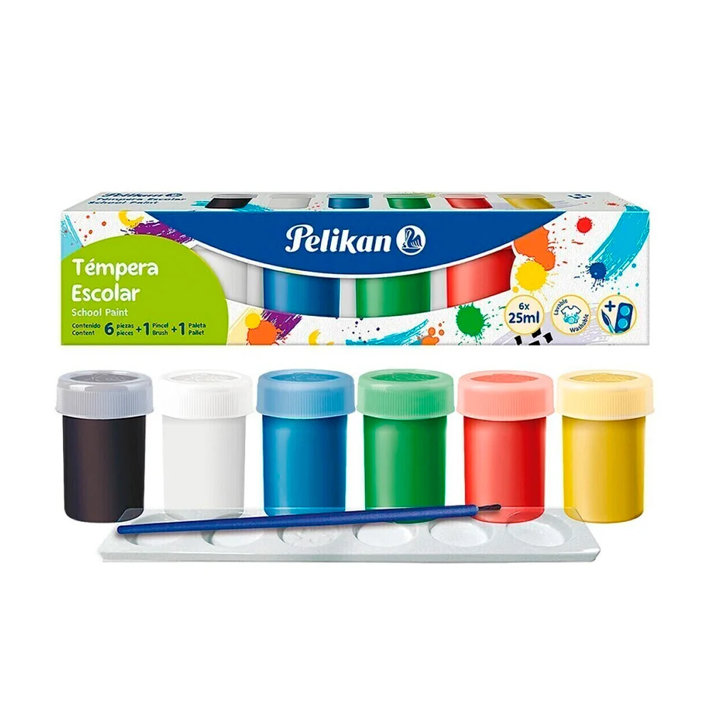 Paquete con 6 pinturas témpera pelikan,...