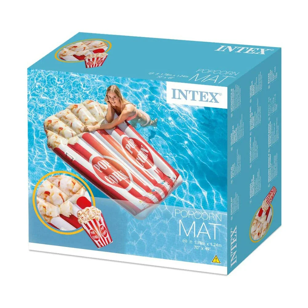 Camastro inflable intex con forma y diseño de bote con palomitas 1.78x1.24 metros / #58779eu