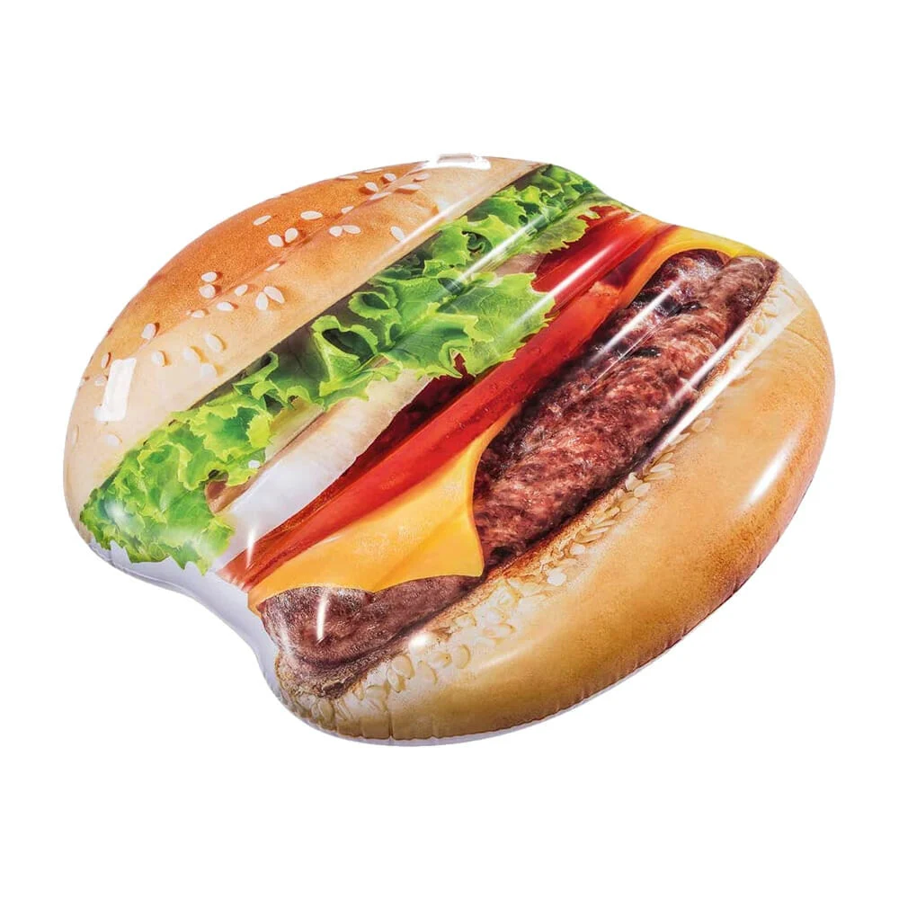 Isla inflable intex con forma y diseño de hamburguesa con 2 asas de plástico 1.45x1.42 metros /  #58780eu