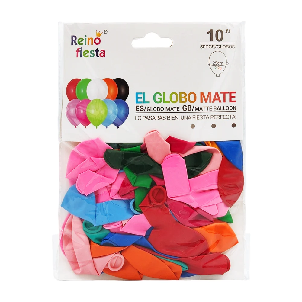 Paquete con 50 globos de 10´ en tono matte, variedad de colores / 60152