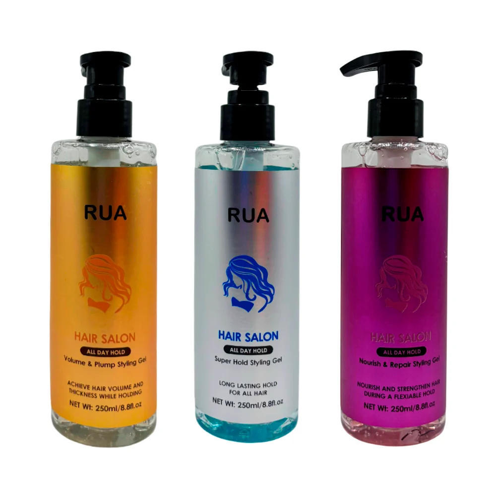 Gel fijador rua para voluminizar el cabello, 250ml, variedad de colores / hair salon / 6061-2 / 6061-1 / 6061-3 / 6061-4