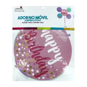Adorno móvil granmark en forma de globos con estampado happy birthday…