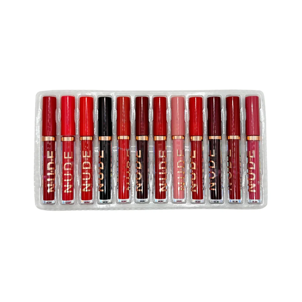 Paquete con 12 labiales líquidos en tonos matte new nude, variedad de tonos / 624-005