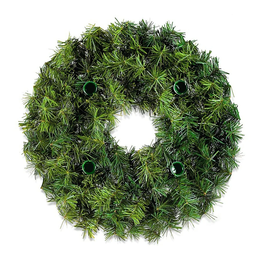 1pza Corona monarca adviento navideña color verde con 4 bases de plástico para velas, 31cm / 6322