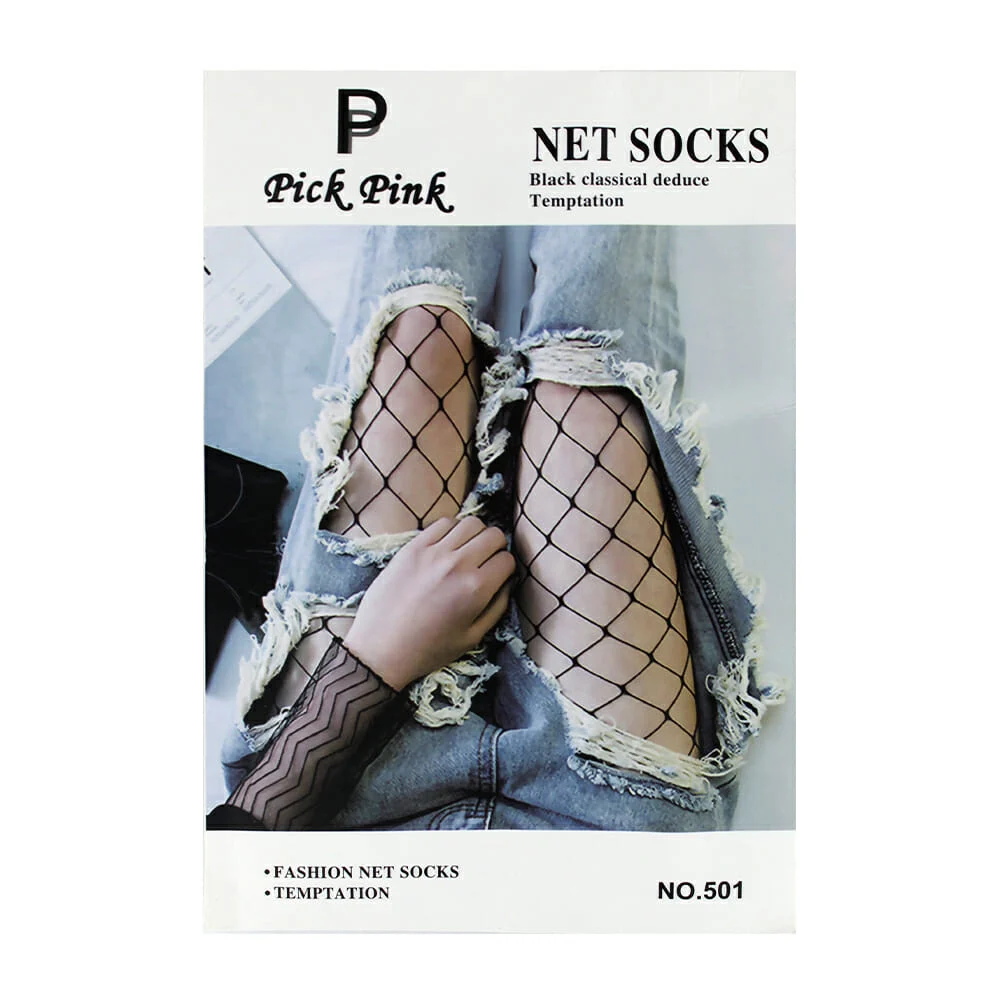 Pantimedias negras pick pink tipo red de separación grande / 501
