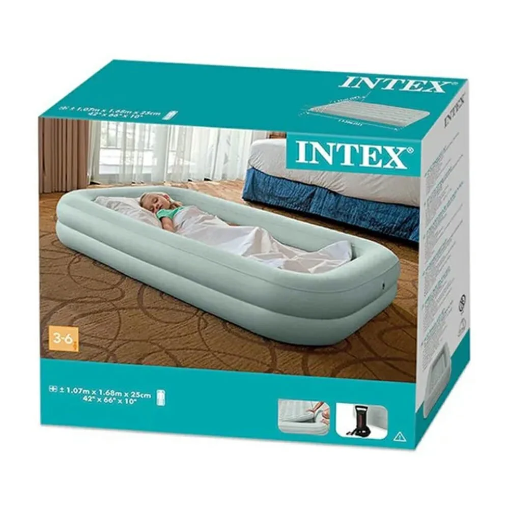 Colchoneta inflable intex de 2 aros para niños y bomba manual de aire 107x168x25cm / #66810np