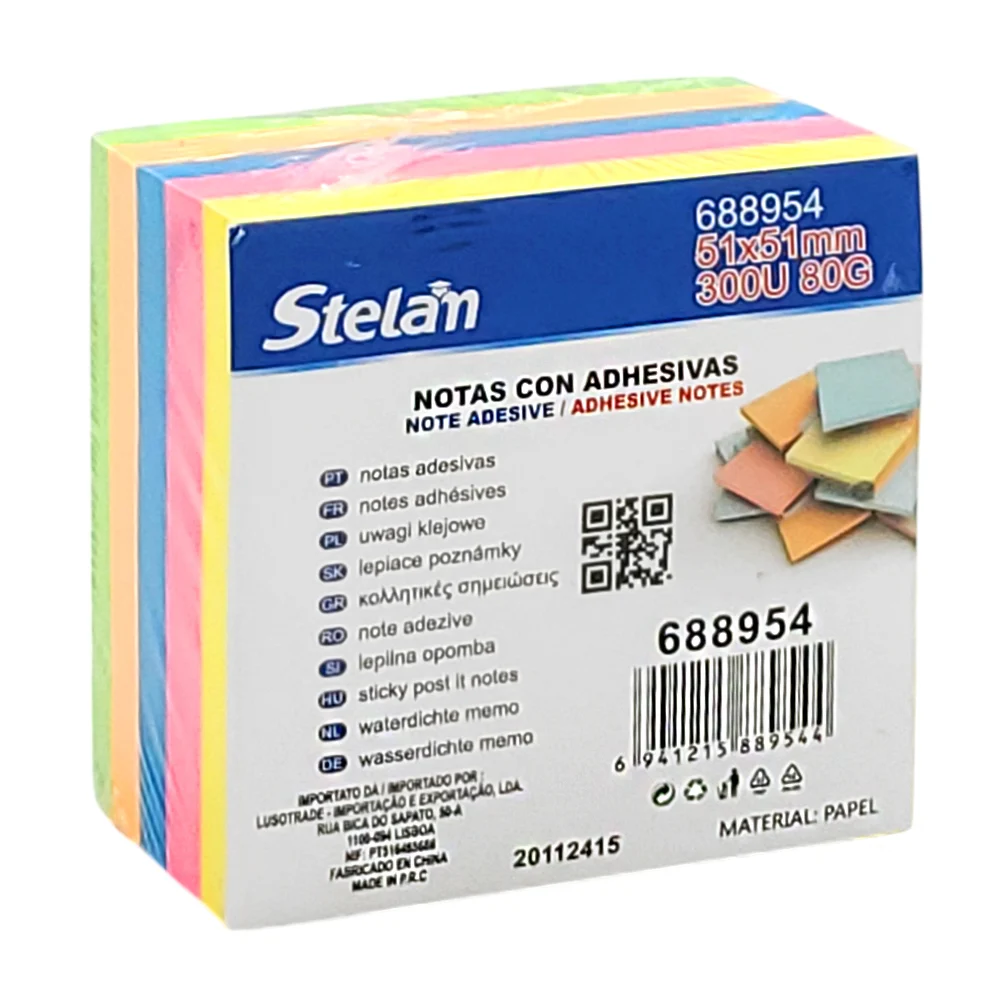 Paquete de notas adhesivas cuadradas mini 51x51mm, color surtido / 688954