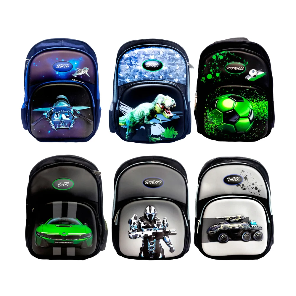 Mochila infantil con 3 compartimentos y diseño animado con relieves y palabra
