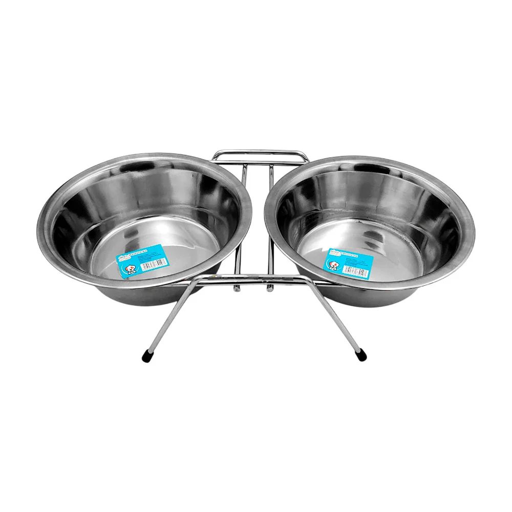 Plato doble elevado de acero inoxidable,...