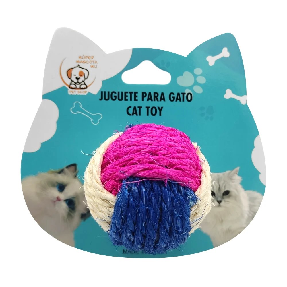 Juguete pelota de yute para gato, 6cm, c...