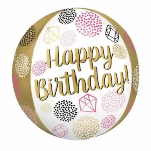 1pza Globo redondo metálico granmark con estampado happy birthday orb…