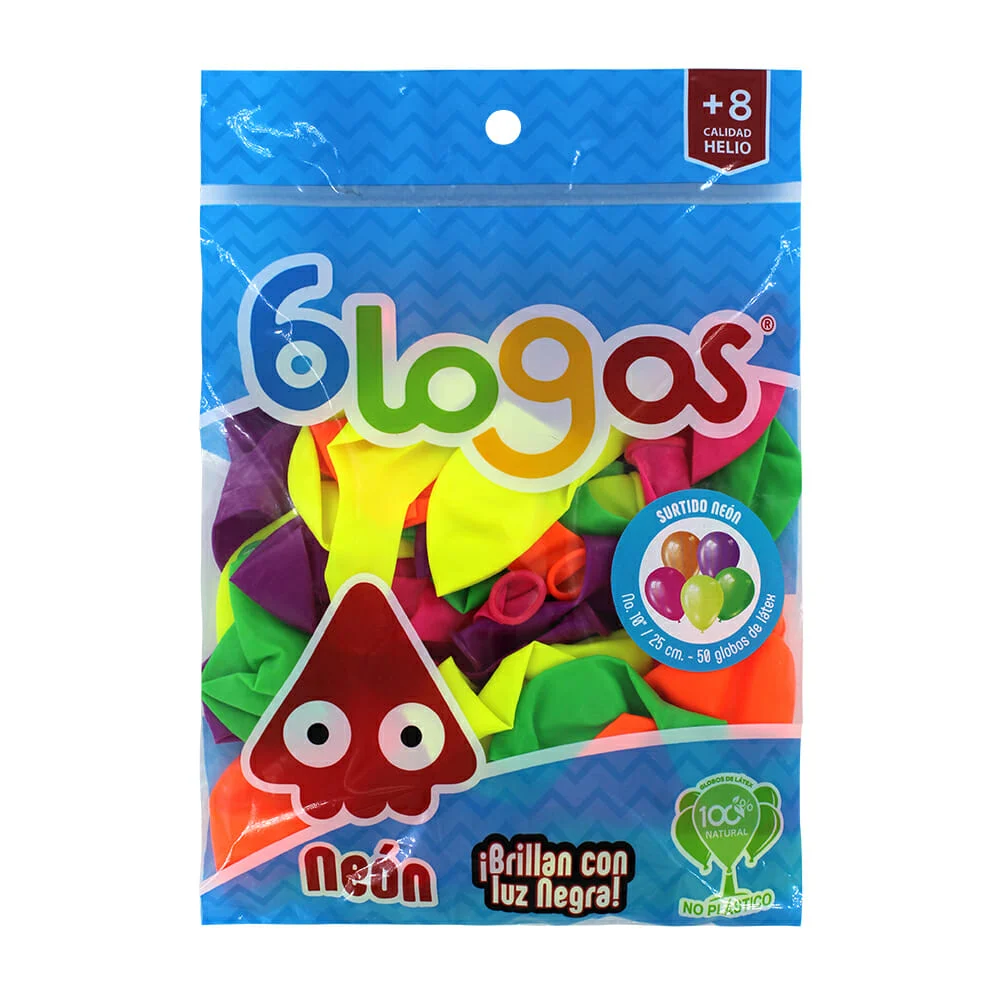 Paquete con 50 globos blogos neón en co...